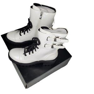 DKNY Women's Bart Lace-Up‎ Buckled Lug Sole Booties